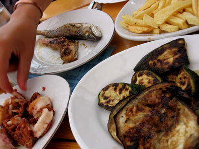 Lunch at Buffet Fife in Split, Croatia. Photo by John J. Goddard.