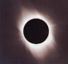 The corona around the moon during a total solar eclipse